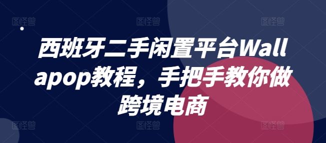 西班牙二手闲置平台Wallapop教程，手把手教你做跨境电商-百川聊项目