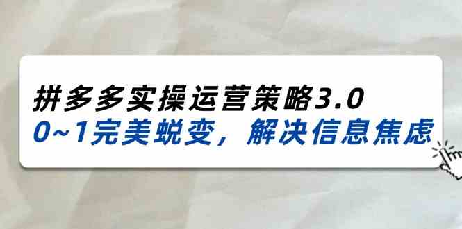 2024-2025拼多多实操运营策略3.0，0~1完美蜕变，解决信息焦虑（38节）-百川聊项目