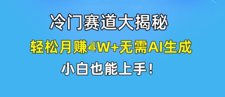 冷门赛道大揭秘，轻松月赚1W+无需AI生成，小白也能上手【揭秘】-百川聊项目