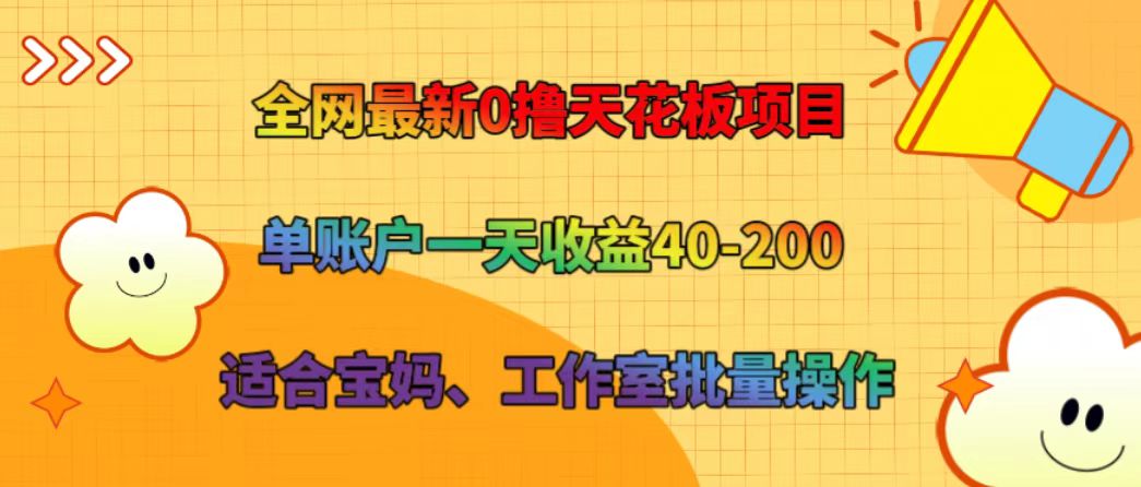 全网最新0撸天花板项目 单账户一天收益40-200 适合宝妈、工作室批量操作-百川聊项目