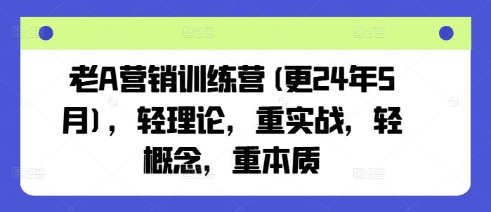 老A营销训练营(更24年7月)，轻理论，重实战，轻概念，重本质-百川聊项目