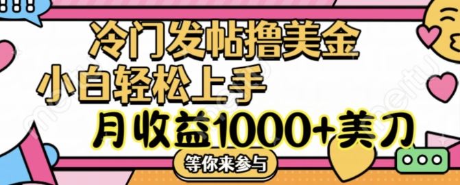 冷门发帖撸美金项目，月收益1000+美金，简单无脑，干就完了【揭秘】-百川聊项目