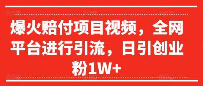 爆火赔付项目视频，全网平台进行引流，日引创业粉1W+【揭秘】-百川聊项目