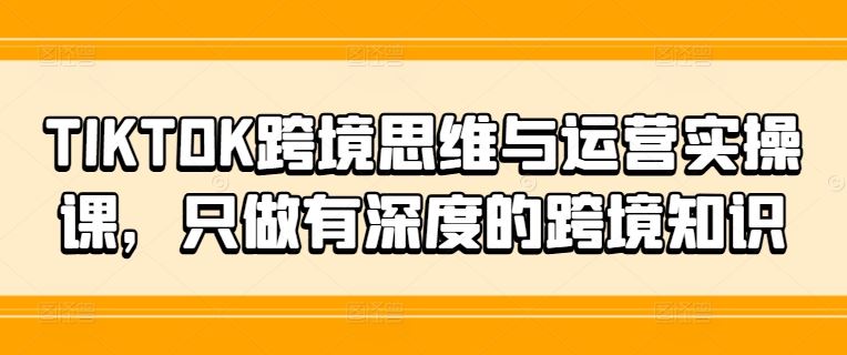 TIKTOK跨境思维与运营实操课，只做有深度的跨境知识-百川聊项目