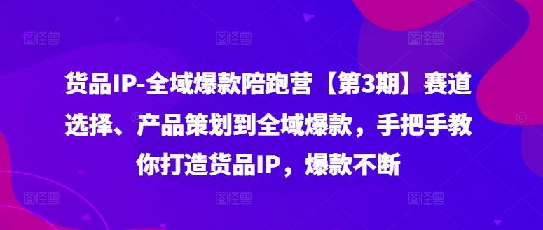 货品IP全域爆款陪跑营【第3期】赛道选择、产品策划到全域爆款，手把手教你打造货品IP，爆款不断-百川聊项目