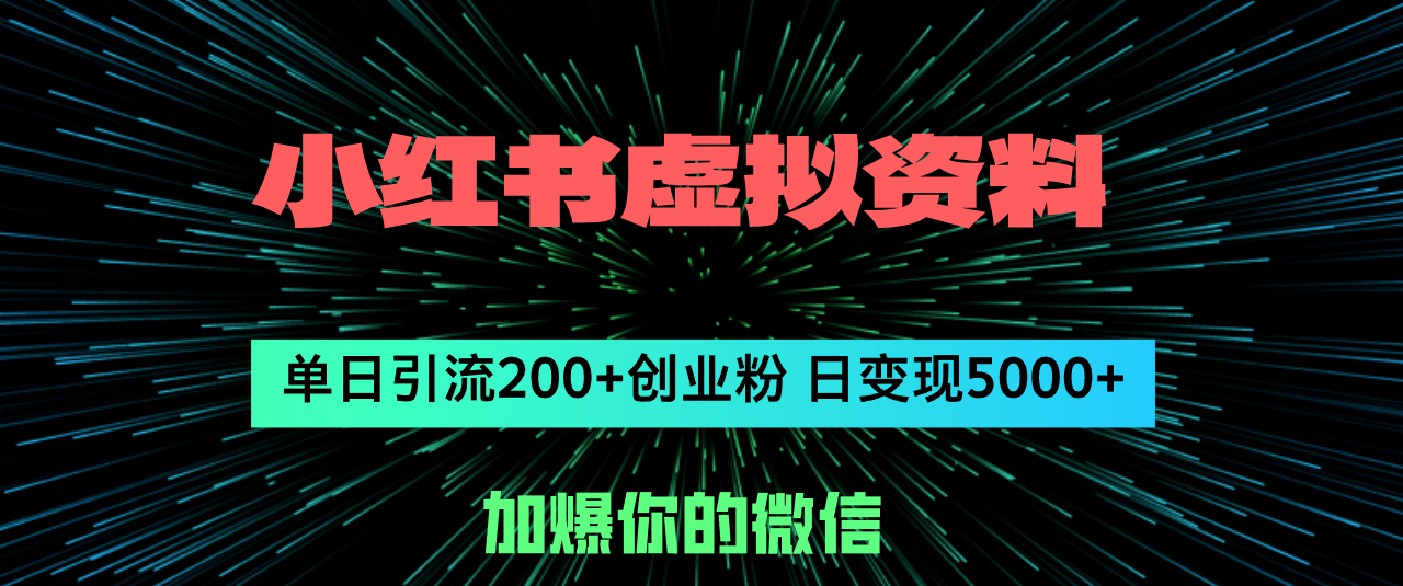 (12164期)小红书虚拟资料日引流200+创业粉,单日变现5000+-百川聊项目