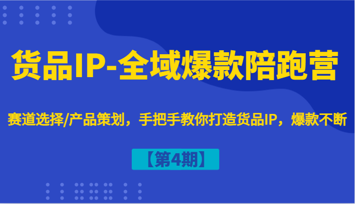 货品IP-全域爆款陪跑营【第4期】赛道选择/产品策划，手把手教你打造货品IP，爆款不断-百川聊项目
