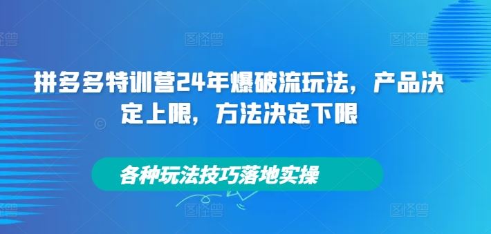 拼多多特训营24年爆破流玩法，产品决定上限，方法决定下限，各种玩法技巧落地实操-百川聊项目
