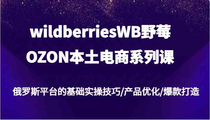 wildberriesWB野莓/OZON本土电商系列课，俄罗斯平台的基础实操技巧/产品优化/爆款打造-百川聊项目