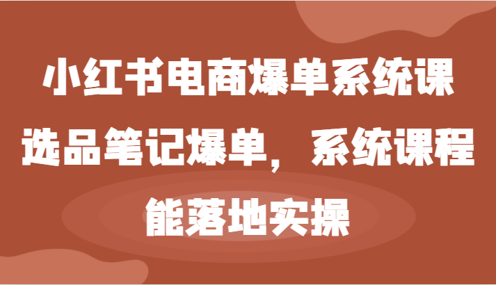 小红书电商爆单系统课-选品笔记爆单,系统课程,能落地实操-百川聊项目