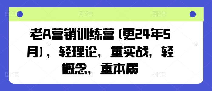 老A营销训练营(更24年9月),轻理论,重实战,轻概念,重本质-百川聊项目