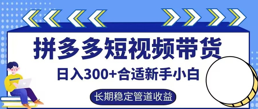 拼多多短视频带货日入300+有长期稳定被动收益，合适新手小白【揭秘】-百川聊项目