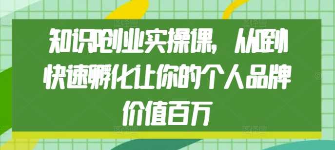 知识IP创业实操课，从0到1快速孵化让你的个人品牌价值百万-百川聊项目