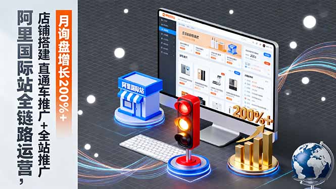 阿里国际站全链路运营，店铺搭建+直通车推广+全站推广，月询盘增长200%+-百川聊项目