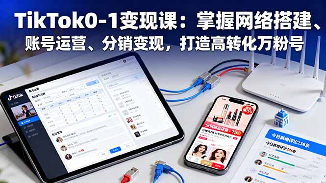 TikTok0-1变现课：掌握网络搭建、账号运营、分销变现，打造高转化万粉号-百川聊项目