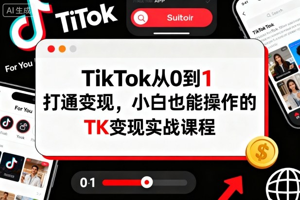 TikTok从0到1打通变现，小白也能操作的TK变现实战课程-百川聊项目