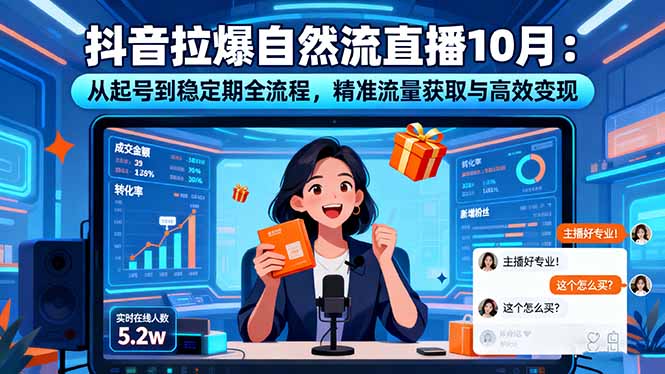 抖音拉爆自然流直播10月：从起号到稳定期全流程，精准流量获取与高效变现-百川聊项目