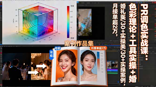 PR调色实战课：色彩理论+工具实操+婚礼医美/30+实操案例，月接单超2万-百川聊项目