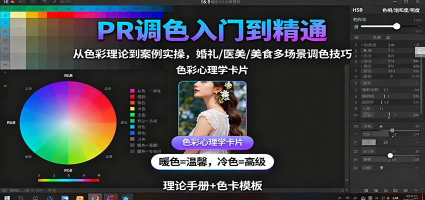 PR调色入门到精通：从色彩理论到案例实操，婚礼/医美/美食多场景调色技巧-百川聊项目
