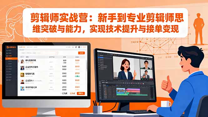 剪辑师实战营：新手到专业剪辑师思维突破与能力，实现技术提升与接单变现-百川聊项目