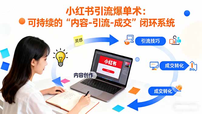 小红书引流爆单术：构建一套低成本 可持续的“内容-引流-成交”闭环系统-百川聊项目