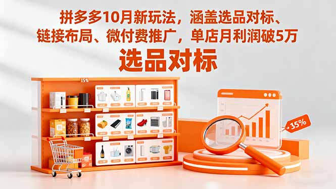 拼多多10月新玩法，涵盖选品对标、链接布局、微付费推广，单店月利润破5万-百川聊项目