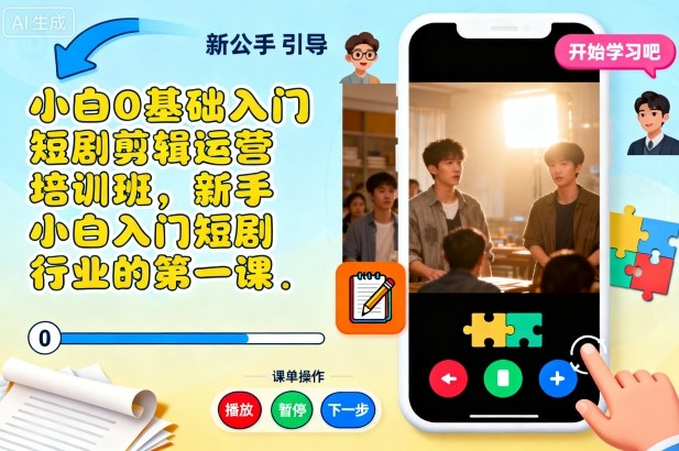 小白0基础入门短剧剪辑运营培训班，新手小白入门短剧行业的第一课-百川聊项目