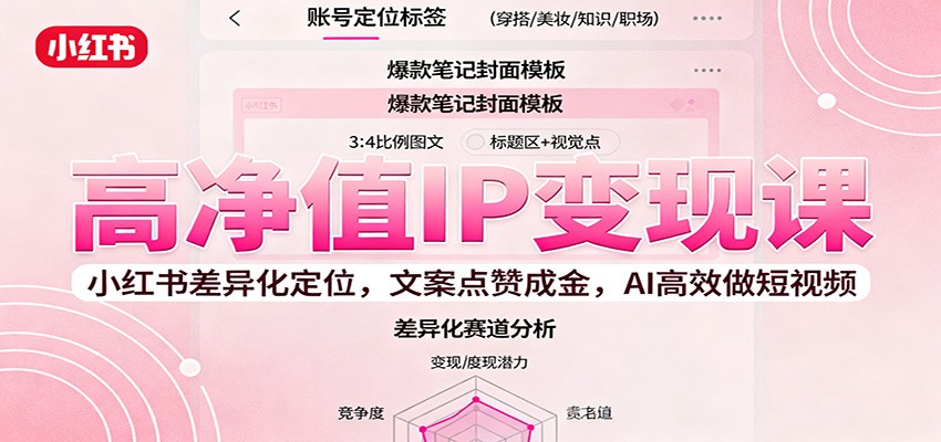 高净值IP变现课：小红书差异化定位，文案点赞成金， AI高效做短视频-百川聊项目