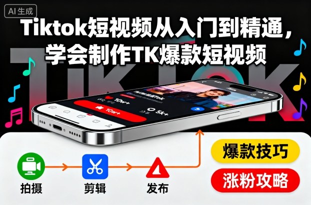 Tiktok短视频从入门到精通，学会制作TK爆款短视频-百川聊项目