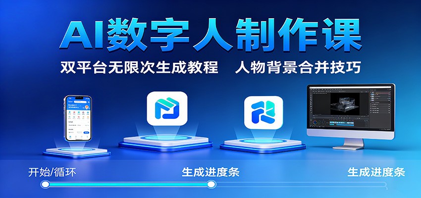 AI数字人制作课:双平台无限次生成教程,人物背景合并技巧-百川聊项目