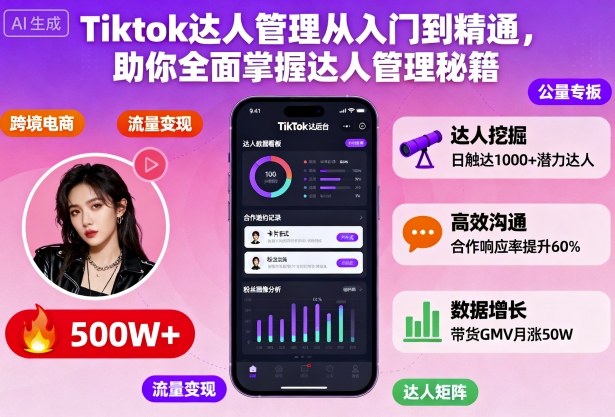 Tiktok达人管理从入门到精通，助你全面掌握达人管理秘籍-百川聊项目