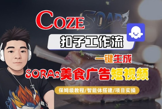 Coze扣子智能体工作流一键生成“SORA2美食广告“短视频，全流程保姆级教学-百川聊项目