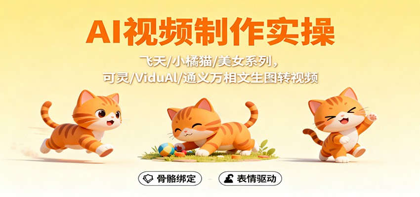 AI视频制作实操，飞天/小橘猫/美女系列，可灵/ViduAl/通义万相文生图转视频-百川聊项目