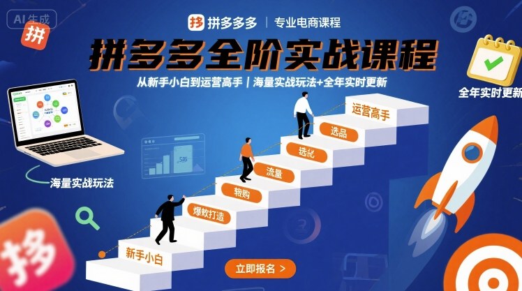 拼多多全阶实战课程，从新手小白到运营高手，海量实战玩法+全年实时更新【2025年10月更新】-百川聊项目