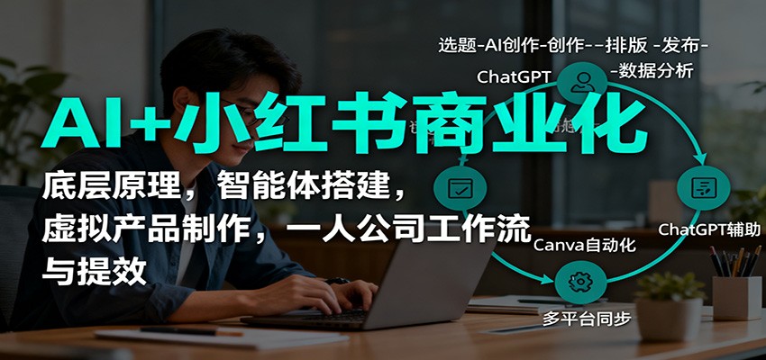 AI+小红书商业化，底层原理，智能体搭建，虚拟产品制作，一人公司工作流与提效-百川聊项目