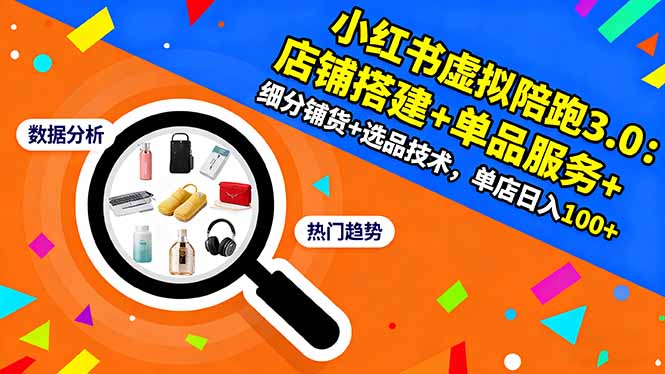 小红书虚拟陪跑3.0：店铺搭建+单品服务+细分铺货+选品技术，单店日入100+-百川聊项目