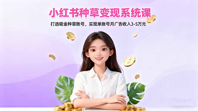 小红书种草变现系统课：打造吸金种草账号，实现单账号月广告收入3-5万元-百川聊项目