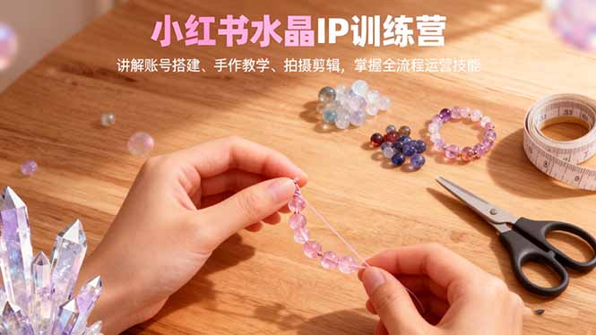 小红书水晶IP训练营，讲解账号搭建、手作教学、拍摄剪辑，全流程运营技能-百川聊项目