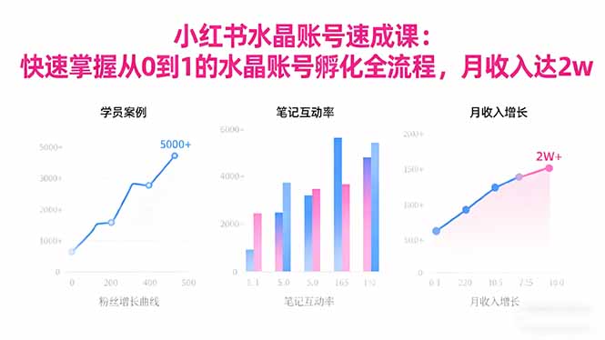 2025小红书水晶账号速成课：快速掌握从0-1水晶账号孵化全流程，月收入达2w-百川聊项目