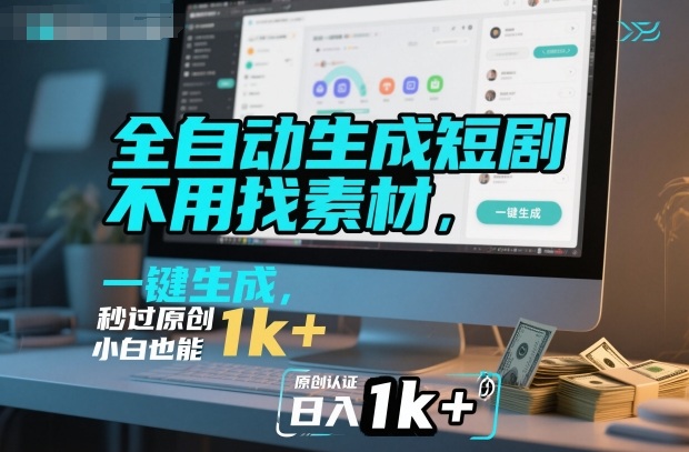 全自动生成短剧，不用找素材，不用剪辑，一键生成，秒过原创，小白也能轻松日入1k+【揭秘】-百川聊项目