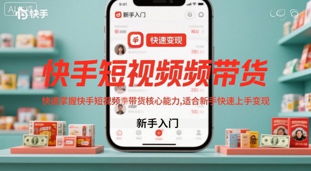 快手短视频带货，快速掌握快手短视频带货核心能力，适合新手快速上手变现-百川聊项目
