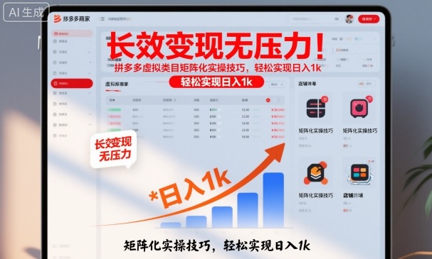 长效变现无压力！拼多多虚拟类目矩阵化实操技巧，轻松实现日入1k【揭秘】-百川聊项目