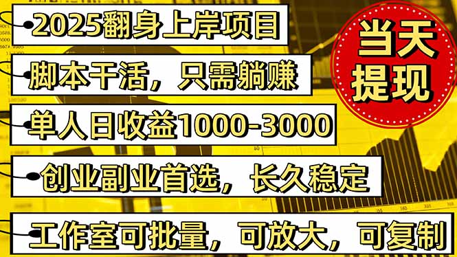 2025翻身上岸项目脚本干活，内部客户经理内部开号，单人日收益1000-300…-百川聊项目