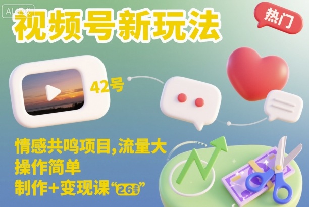 视频号新玩法，情感共鸣项目，流量大，操作简单，制作+变现课-百川聊项目