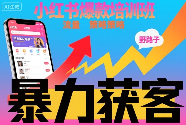小红书爆款培训班，小红书获客野路子流量打法，暴力持续获客-百川聊项目