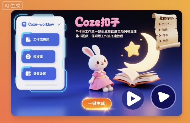 Coze扣子工作流一键生成童话皮克斯风格立体书视频，保姆级工作流搭建教程-百川聊项目