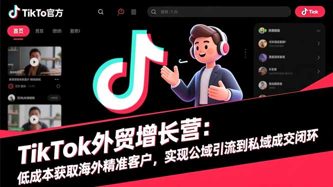 TikTok外贸增长营：低成本获取海外精准客户，实现公域引流到私域成交闭环-百川聊项目