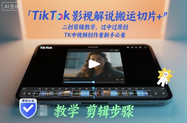 TikTok影视解说搬运切片+二创剪辑教学，过中过原创，TK中视频创作者新手必看-百川聊项目