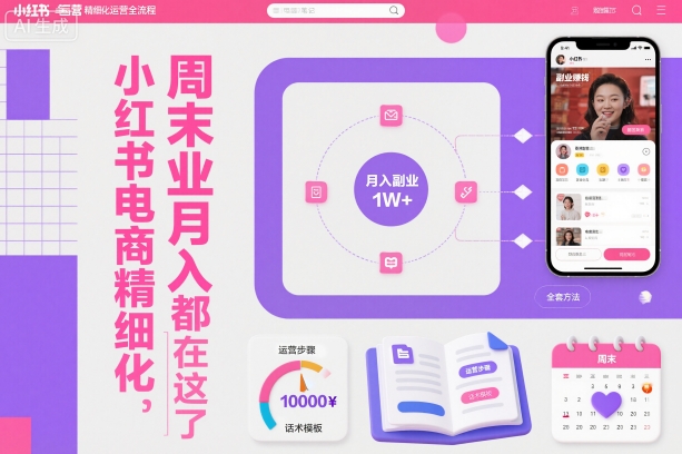 小红书电商精细化运营全流程，周末副业月入1W+，全套方法都在这了-百川聊项目