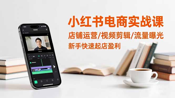 小红书电商实战课：店铺运营/视频剪辑/流量曝光，新手快速起店盈利-百川聊项目